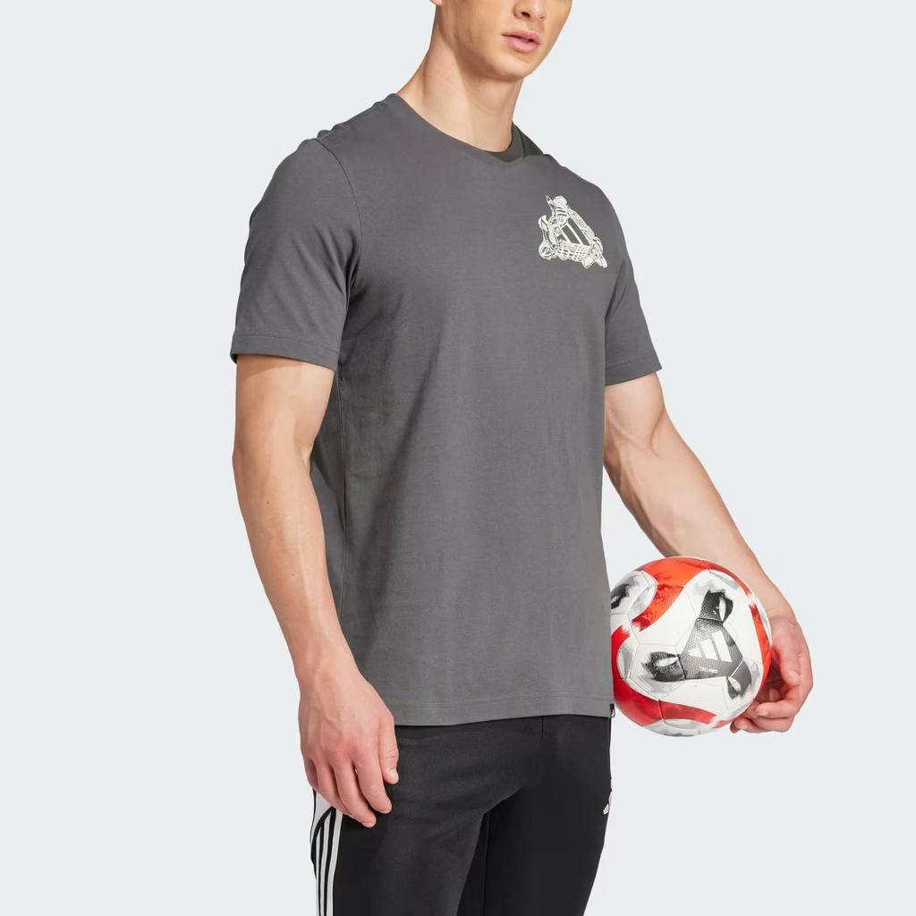 Adidas Football Kicks Graphic T-Shirt Comfortable Soft Fashion Casual Sports Versatile Short Sleeve Men Tops Gray JD8211