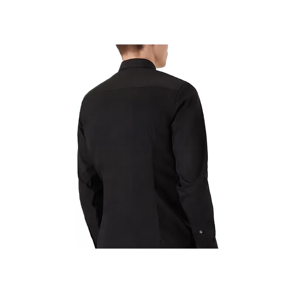 Emporio Armani Solid Color Point Collar Single-Breasted Fitted Long Sleeve Shirt Men shirts Black 8N1C091N-I9Z1-0999