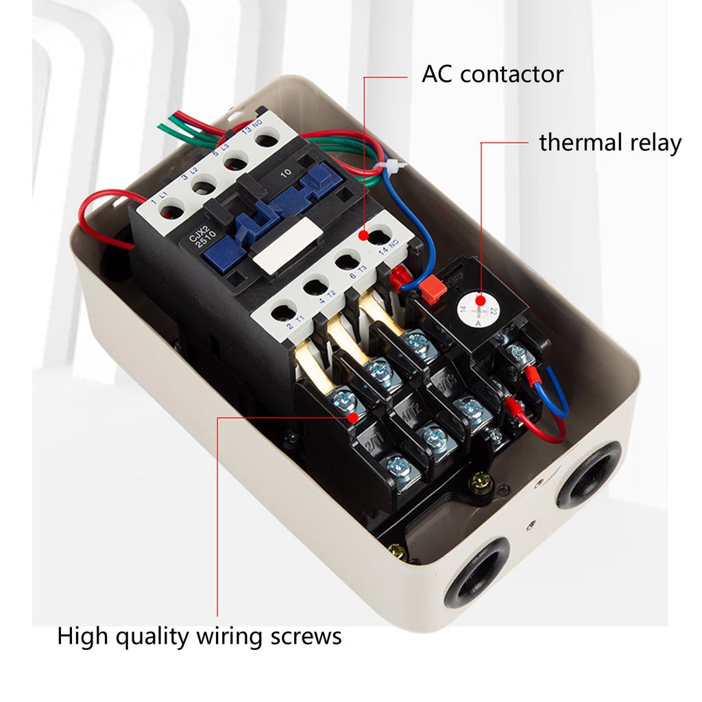 Magnetic Electric Motor Starter 220V 7.5KW 10HP Portable Accessory for Air Compressor Double Phase Switches Control