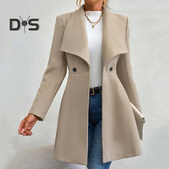 Damen Mittellanger Mantel, Winddichter Mantel mit Reverskragen für Damen, Warme, Stilvolle Oberbekleidung für Frühling und Herbst