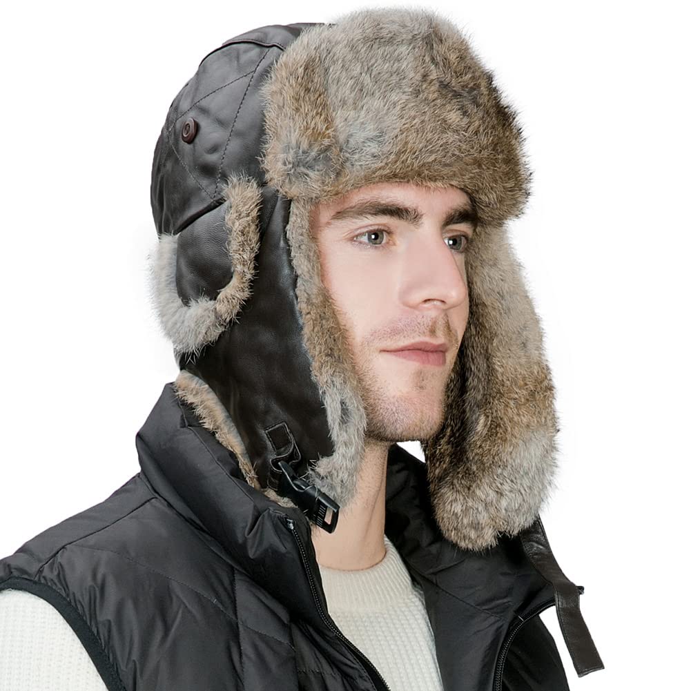 [SIGGI] Winter Aviator Hat with Ear Flaps – Waterproof Pilot Flight Cap for Men & Women, Warm Russian Trapper Hat for Ski, (Coffee, L)