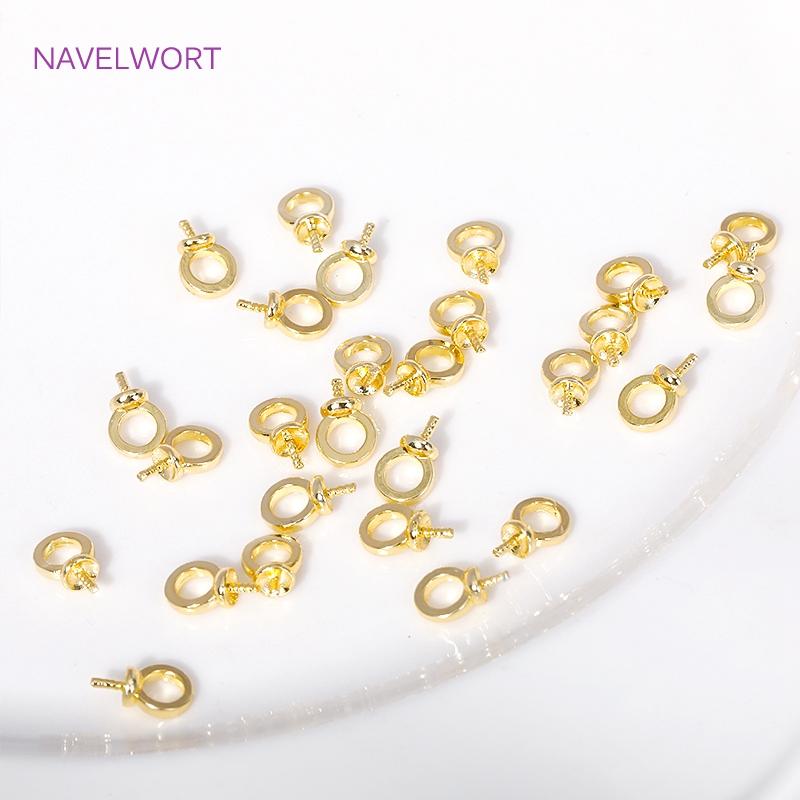 18K Gold Plated Brass Pearl Pendant Mounting Bails Connectors For Jewelry Making DIY Pearl Component Mounting Accessories