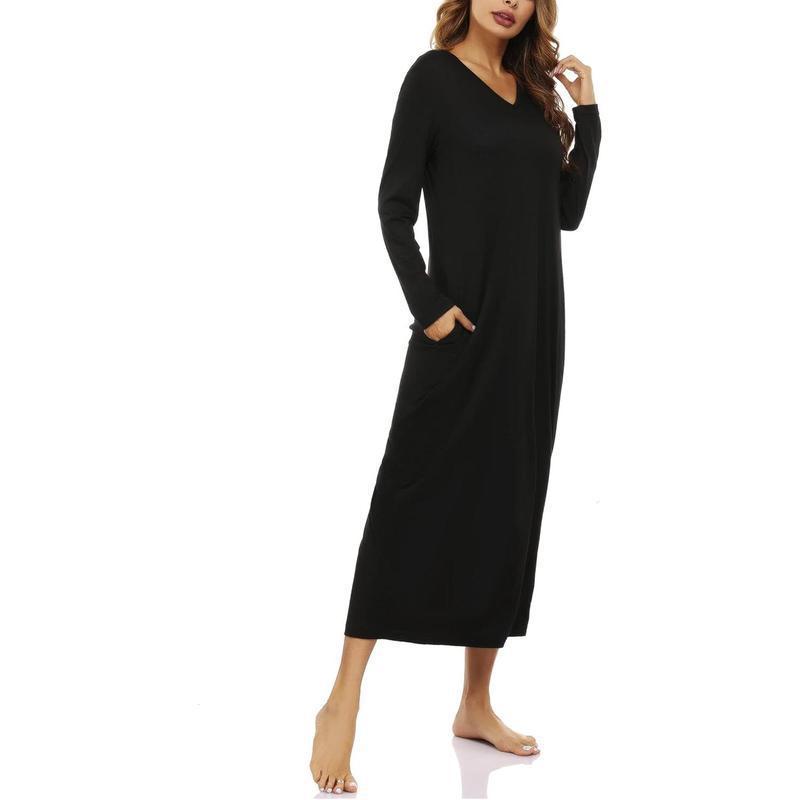 Women's Long-Sleeve Cotton Nightgown Pajamas