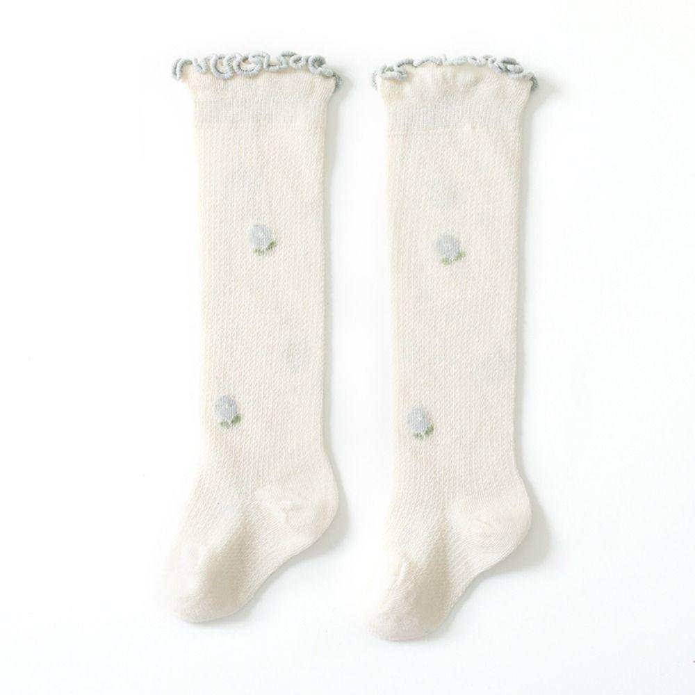 New Summer Ruffle Knee Socks Solid Color Mesh Long Stockings Elastic Breathable Baby Socks Toddler