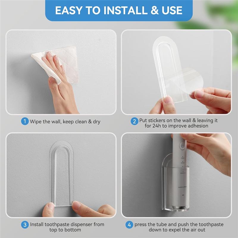 Electric Toothbrush Holders Punch-Free Wall-Mounted Toothbrush Rack Wall Mounted Tooth Brushing Holder For Bathroom