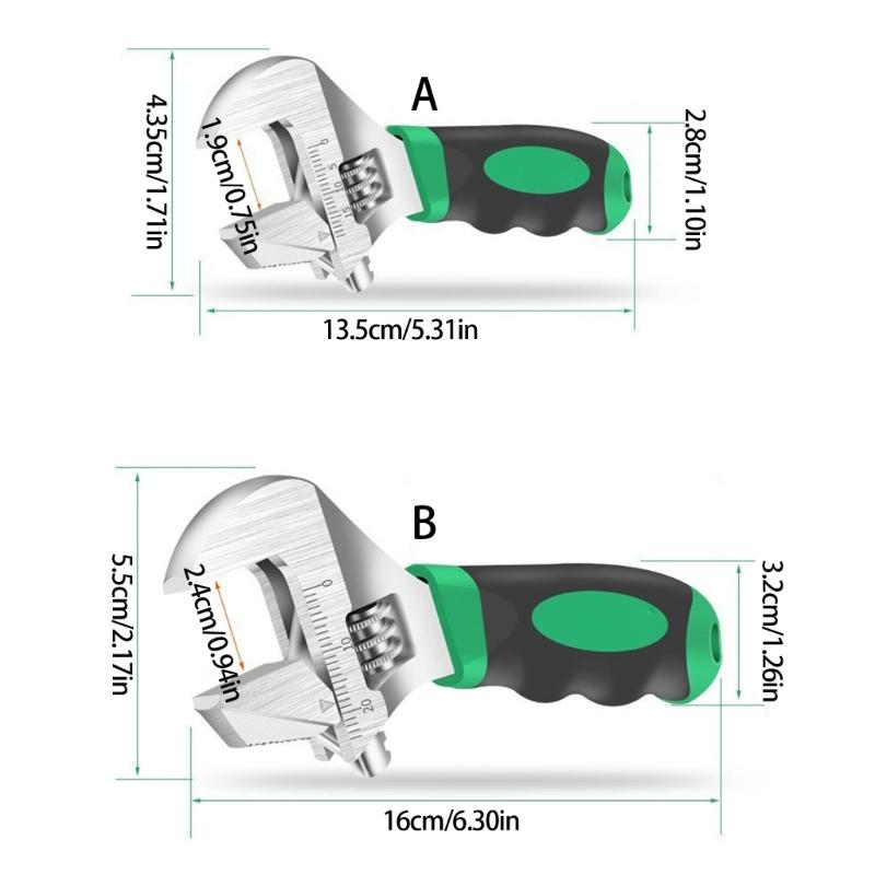 Compact Bathroom Wrench Spanner Tool With Interchangeable Heads Suitable For Tightening Pipe Home Appliance Maintenance