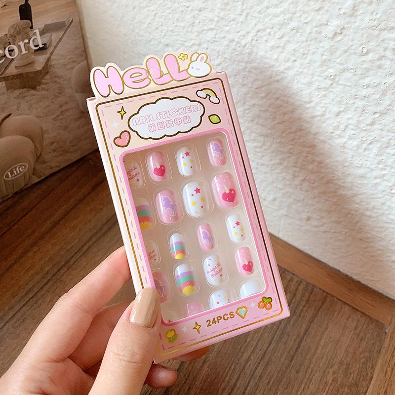 Cute Press-On Nail Stickers for Medium and Large Children - Self-Adhesive and Removable