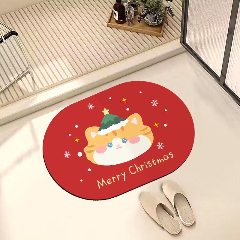 

Ванная противоскользящий коврик для пола, дверь в туалет, ванная водопоглощающий быстросохнущий коврик для ног, рождественский коврик против падений для душа 40X60cm 15.7X23.6in