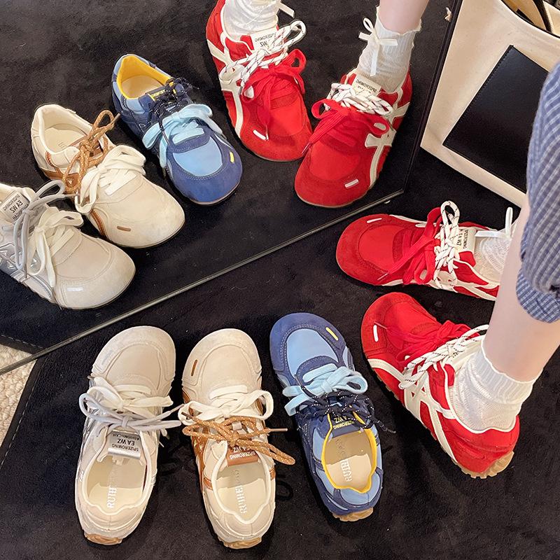 Increase the height of German training thick-soled inner mesh shoes Women's 2025 autumn mesh versatile new sports and leisure shoes Forrest Gump shoes