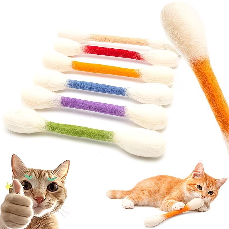 6pcs Swabs Cat Toys With Catnip Cat Chew Sticks Interactive Felt Kicker Play Durable Cat Chew Dental Teething Ropes Gift
