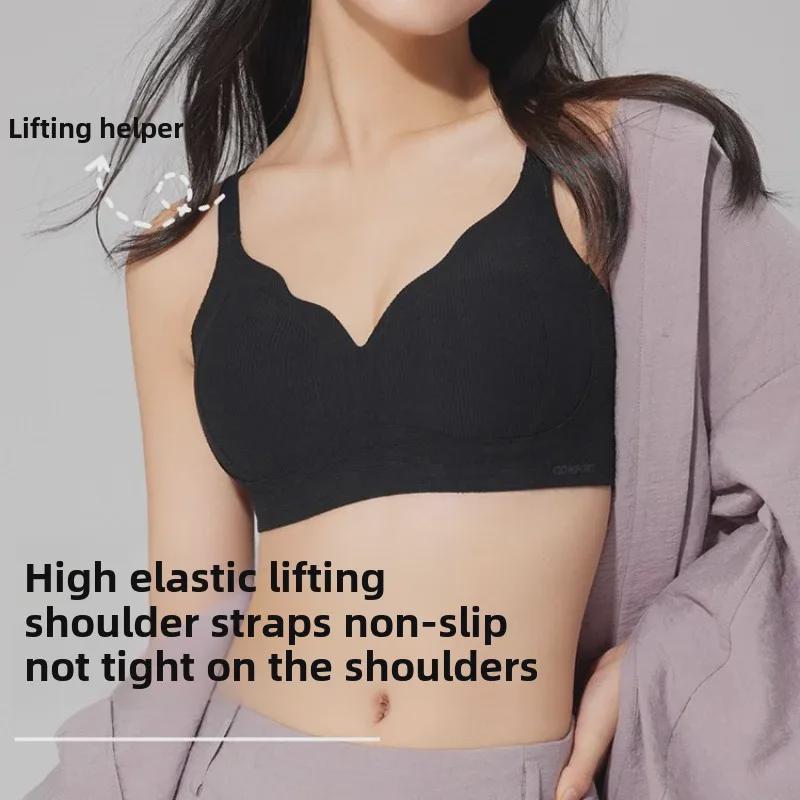 Jelly Lifting Light Warm Seamless Women's Underwear: Soft, Comfortable, Skin-friendly, Fixed Cup, Anti-Sagging Bra for Autumn and Winter.