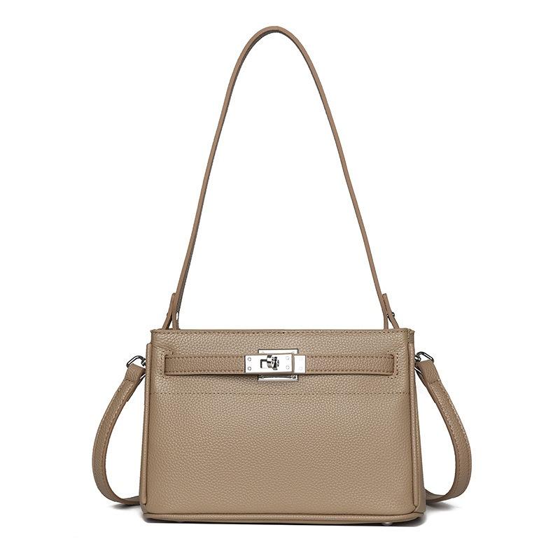 

First layer cowhide high-end new bag retro lock armpit bag versatile fashion shoulder bag portable messenger bag хакі