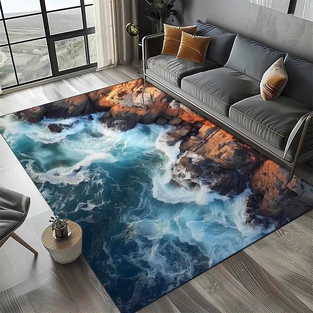 

Coastal Beach Sea Style Mat Carpets for Living Room Children s Bedroom Living Room Anti Slip Crawling Rug Living Room Decoration 40x60cm