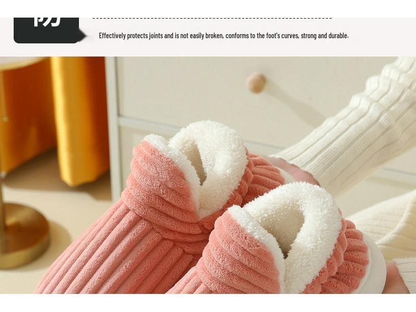 2025 New Men's & Women's Winter Cotton Slippers with Flat Thick Soles, Fur Lining, Versatile for Outdoor Wear