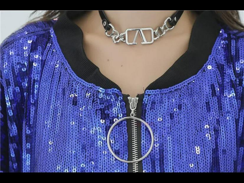 Trendy Sequined Glittering Jacket: Nightclub Stage Performance Top