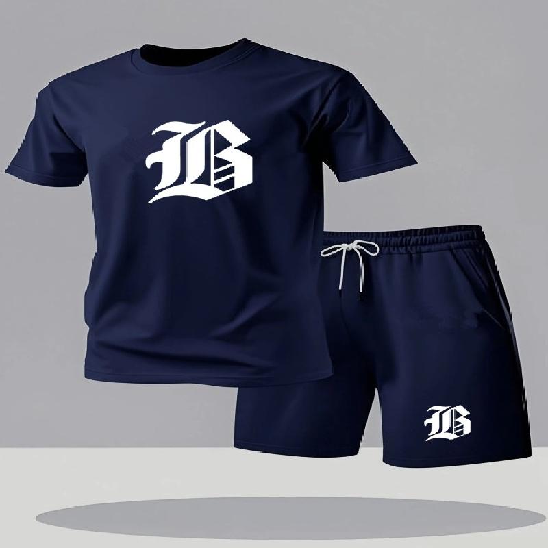 2026 Summer New Men's Casual Set Printed Sportswear Summer Streetwear Outdoor Shorts Set