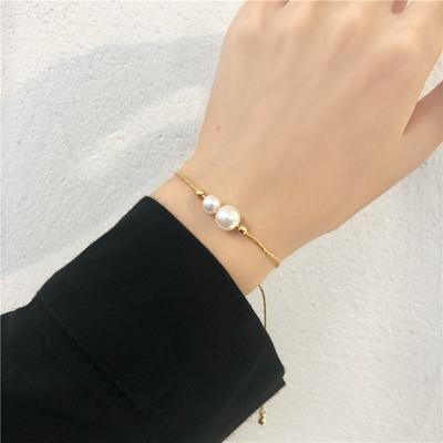 Fashion Elegant Pearl Pendent Bracelets for Women Girls Simple Stainless Steel Chain  Adjustable Bracelets Femme Wedding