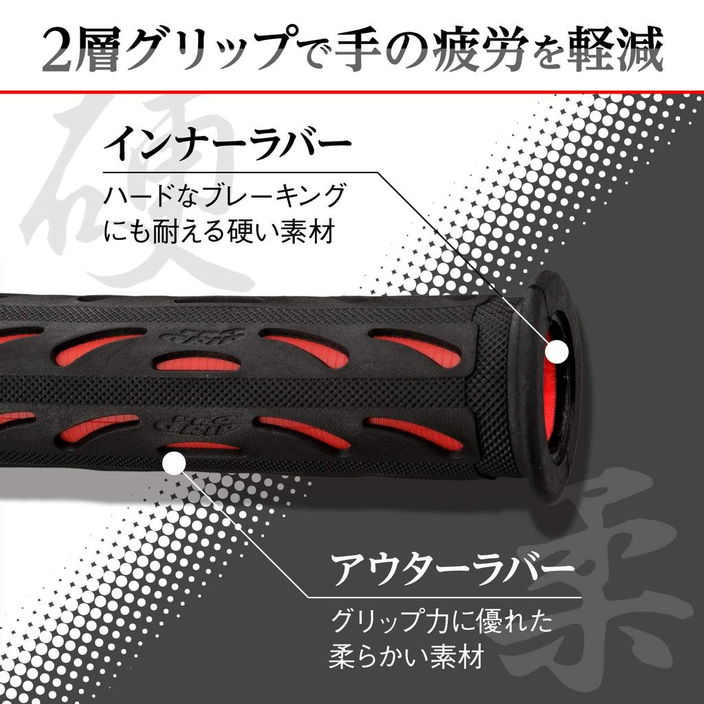 Daytona PROGRIP Motorcycle for Diameter 724 98064 Grips, 120mm, 22.2mm Handlebars, Anti-Vibration Gel, Type, Red,