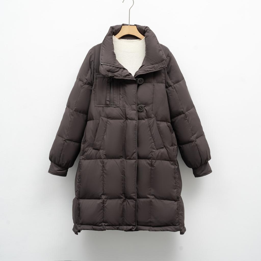 Solid color Korean hooded down jacket women's loose new winter long thickened coat tide