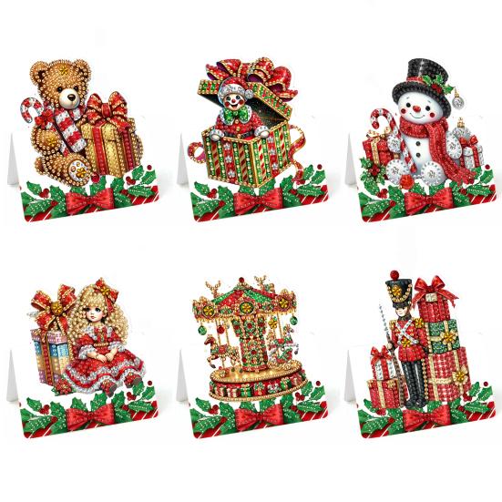 6 Pcs DIY Rhinestone Painting Birthday Gnome Greeting Card Kit 5D Rhinestone Art Birthday Cards for Adults Kids Anniversary Holiday Gifts