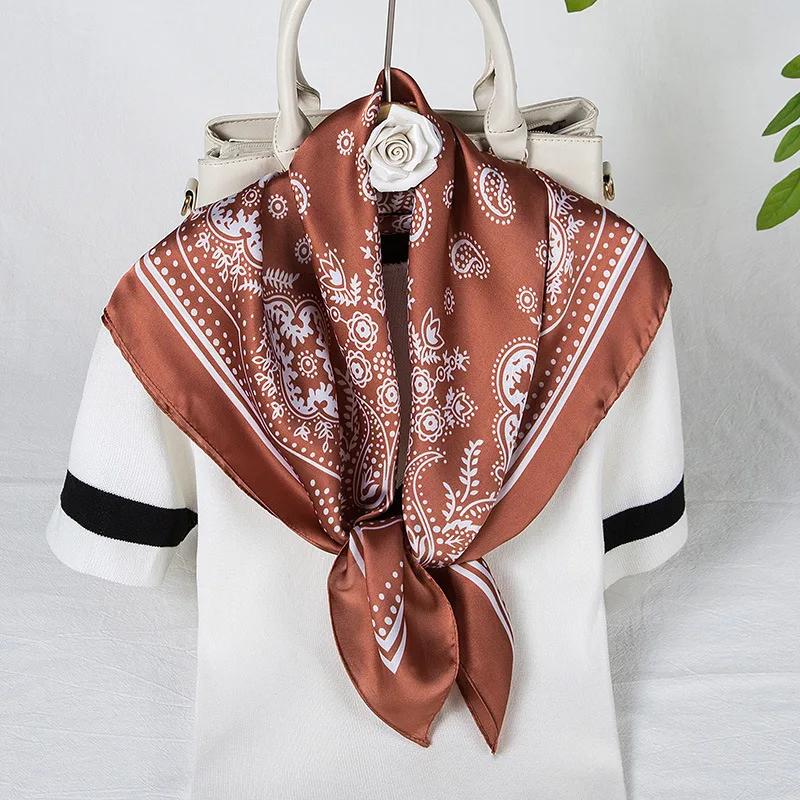 Fashion Paisley Print Kerchief Women Hair Scarf Silk Headband Bandana Head Scarves Female 70*70cm Square Hijab Scarfs For Ladies
