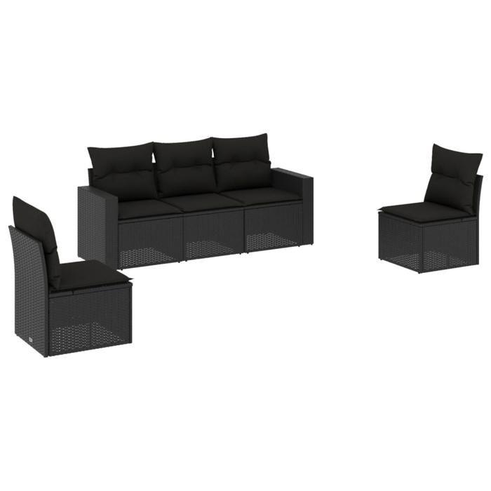 VidaXL Garden Lounge Set 5 Pcs with Cushions Black Wicker 3251122