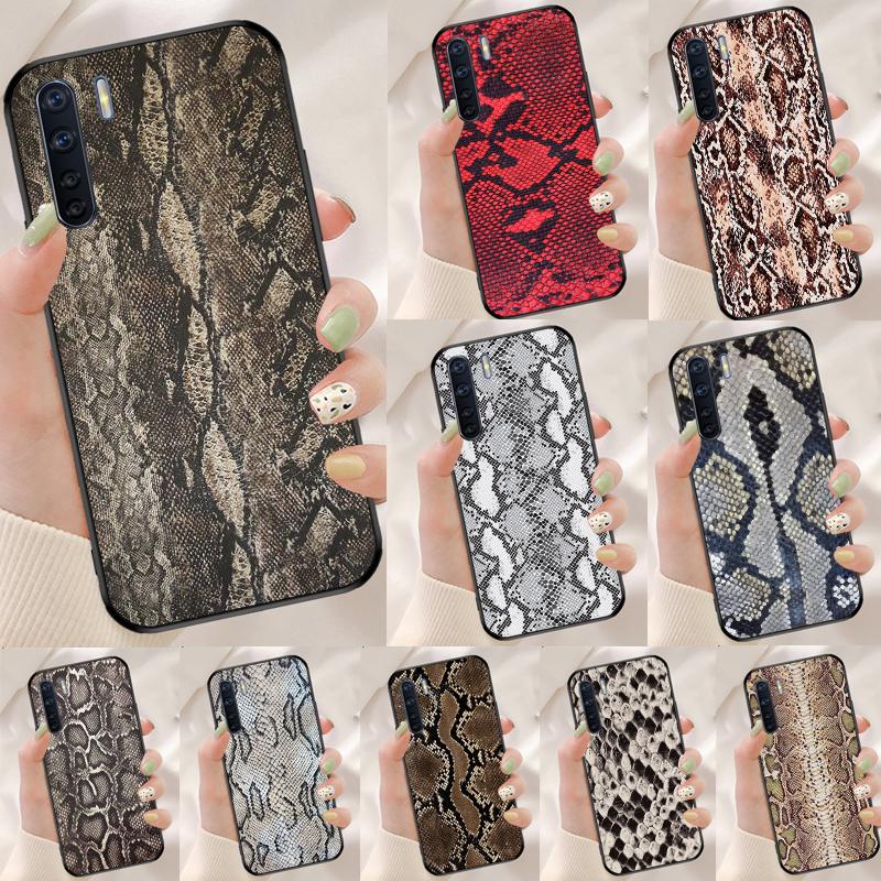Snake Texture Case For Oppo A94 A54 A40 A60 A80 A98 A78 A18 A38 A58 A16 A76 A96 A17 A77 A74 A57S A15 Cover