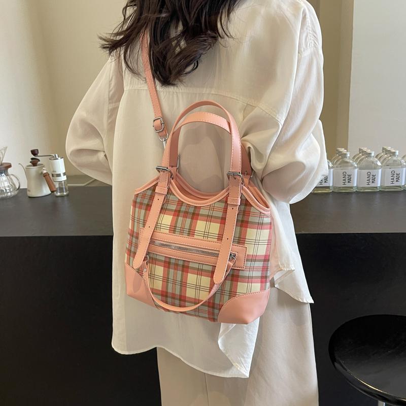 Handtasche Kontrastfarbe Plaid Kleine Quadratische Tasche Damen Schulter Umhängetasche