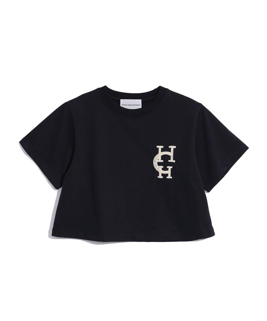 HARDCORE HAPPINESS Hch Embroidered Crop T-Shirt_Black