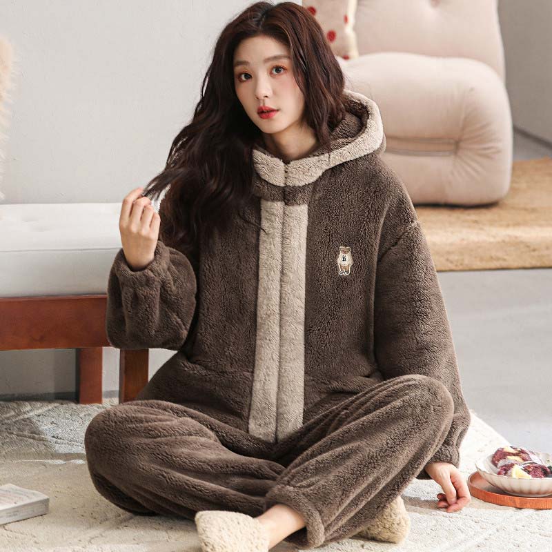 Women Suits Sets Large Size Hooded Pullover Pants Winter Thickened Sweater Top Longs Pants Two-piece Oversize 2PC Suit