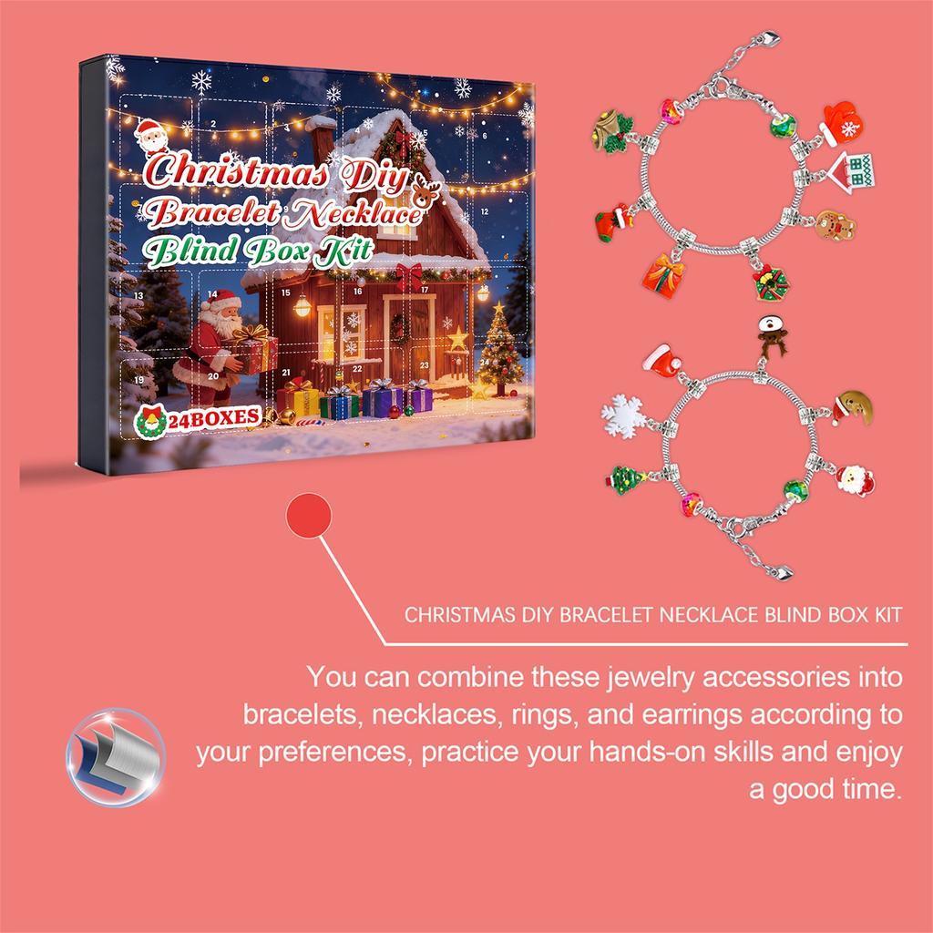 24-panel Christmas DIY Bracelet And Necklace Box, Festive Atmosphere, Fun And Creative Small Jewelry Set.