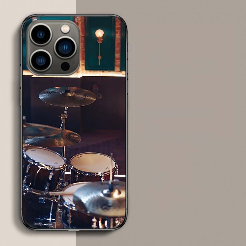 Musical Instrument Drum rock Phone Case For Apple Iphone 16E 16 17 Pro Max Air 15 Pro 14 Plus 12 13 Mini Cover Cute Fund