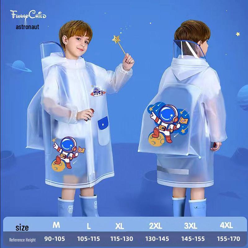 Children's Cartoon Rain Poncho with Backpack Slot for Kids
