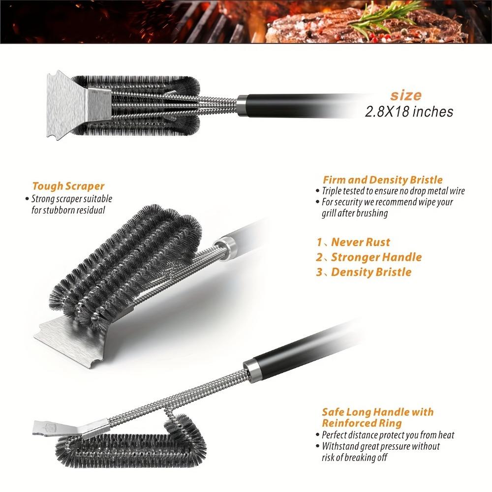 Barbecue Grill BBQ Brush Clean Tool Grill Accessories Stainless Steel Bristles Non-stick Cleaning Brushes Barbecue Accessories