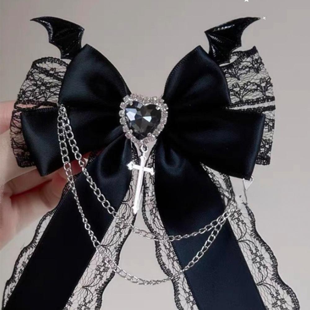 Women's Harajuku Steampunk Handmade Headwear Double Ponytails Subculture Japanese Spicy Girls Lolita Y2K Gothic Bow Hairpins