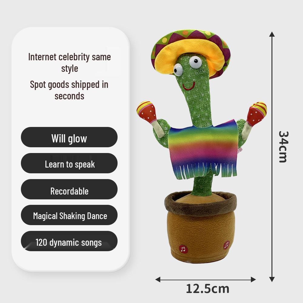 Talking & Dancing Cactus Toy - Wobbly Plush Doll Gift for Kids