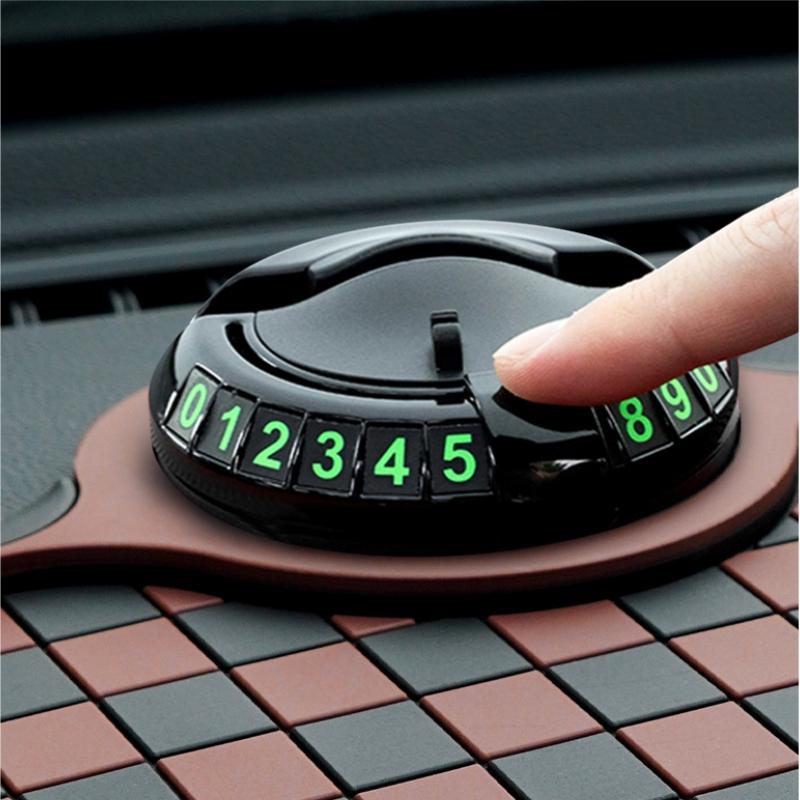 Anti Slip Mat for Car Dashboard with Temporary Parking Number, Universal Rotatable Vehicle Mounted Anti Slip Mat Phone Holder