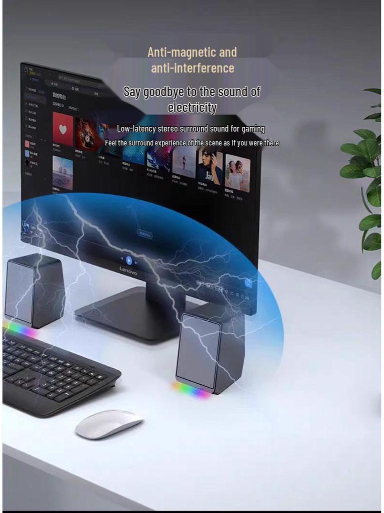 TS38 Mini Wired Desktop Speakers with Subwoofer for PC and Laptop