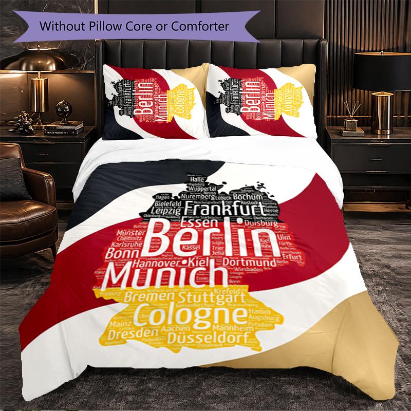 Germany Football Pattern 3 Pieces Bedding Set Soft Microfiber Duvet Cover with Pillow Cases for Bedroom