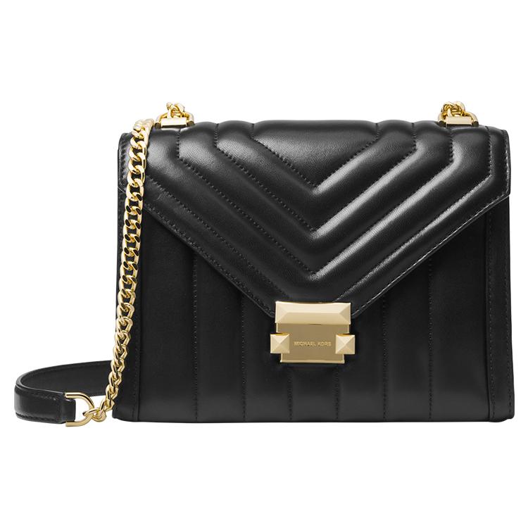 

New MICHAEL KORS Whitney Sheepskin Envelope Bag, Shoulder Bag, Crossbody Bag Large Women s Pure Black 30F8GXIL3T-001 23.6*8.4*18.0CM