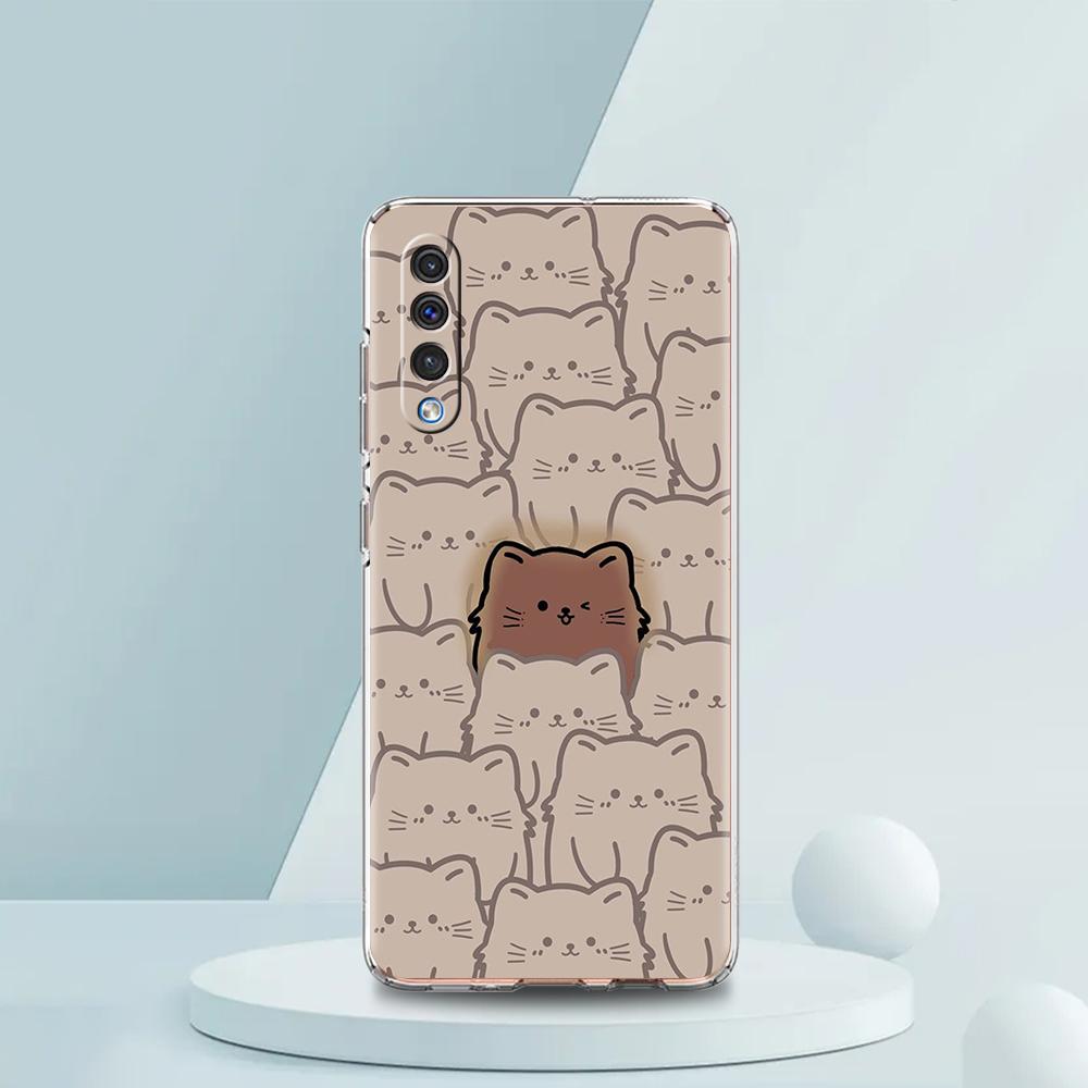 Cute Cartoon Black Cat Case For Samsung A16 A14 A12 A22 A32 5G A34 A42 A52 A54 A50 A70 A30 A40 A20E A10S A02S A04S A06 Cover