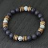 Nieuwe Handgemaakte Natuurlijke Houten Armband Voor Mannen 8mm Tijgeroog Vulkanisch Steen Armband Cadeau Voor Vriend Sanskriet Pulseras Punk Sieraden