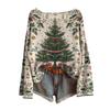 Women's Christmas Print Lightweight Sweater Casual Long Sleeve Knitted Pullover