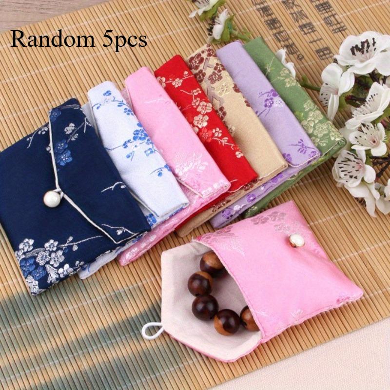 

5pcs Fabric art Pouches- Traditional Chinese Brocade Jewelry & Gift Bags, Mini Storage for Weddings, Festivals Home Organization