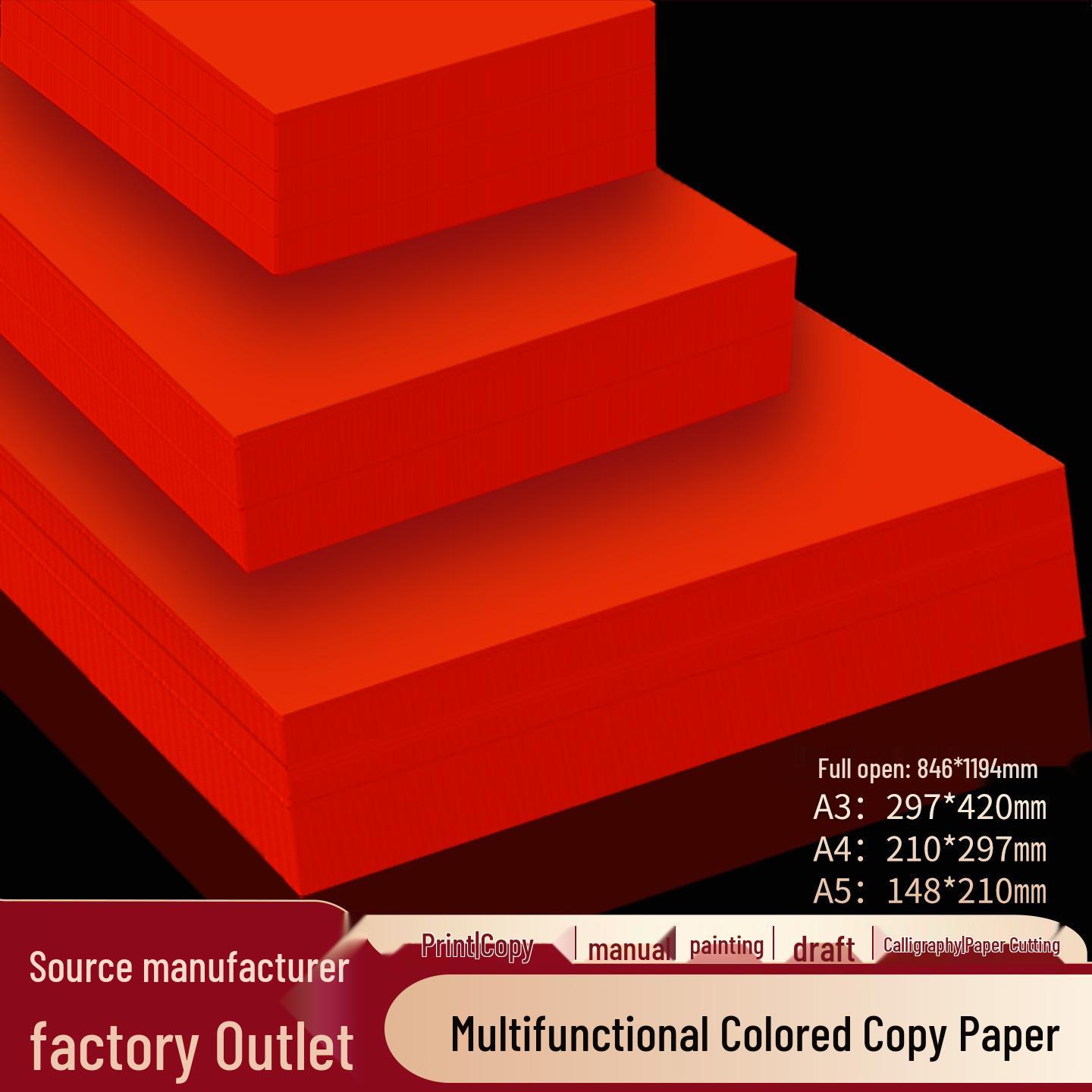 Children s Origami and Drawing Paper: A3, A4, A5 Sizes in Red and Color Options. A4 Red Paper/100 Sheets