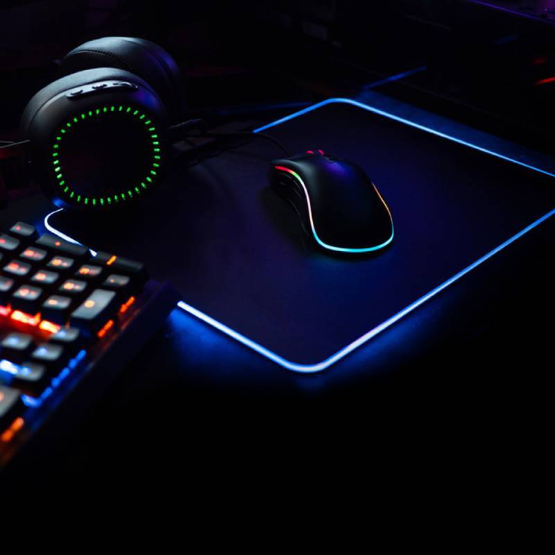 Gaming Rgb Mouse Pad With Led Lighting Non Slip Rubber Desk Mat Large Size For Esports And Office