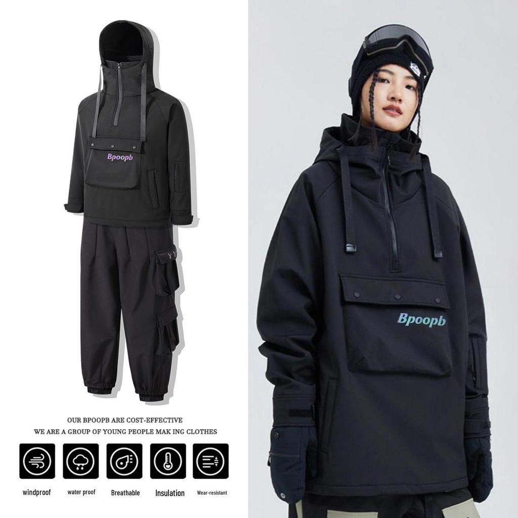 Unisex Windproof Waterproof Ski Suit – Warm, Loose-Fit, Plus Size Skiwear for Couples
