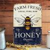 Honey Metal Sign Vintage Wall Decor Rustic Kitchen Art Farmhouse Plaque Farm Fresh Local Organic Country Home Decor Wall Art