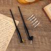 Wooden Enamel Round-Tip Dip Pen Set for Calligraphy - Straight & Slanted Rods