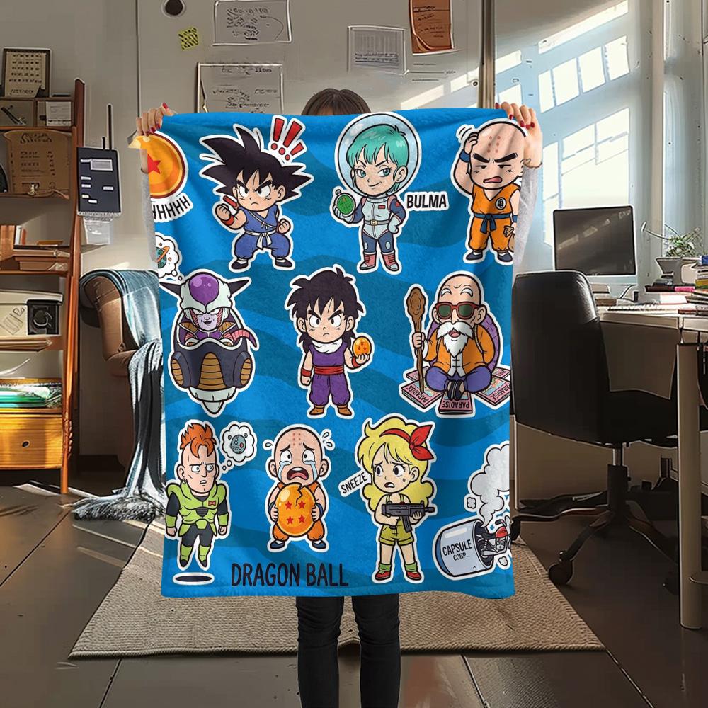 1PC Dragon Ball Patterned Flannel Blanket Suitable For All Seasons For Home Decor Warmth And Comfort Gifts Holiday Present